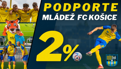 AKADÉMIA I Podporte mládež FC Košice dvomi percentami z dane