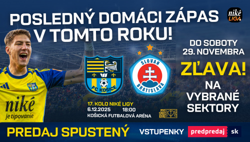 Predaj vstupeniek na zápas FC Košice - Slovan odštartoval