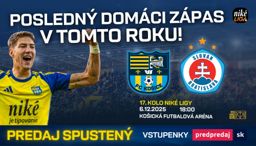 Predaj vstupeniek na zápas FC Košice - Slovan odštartoval