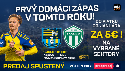 Predpredaj vstupeniek na zápas FC Košice - Skalica je spustený