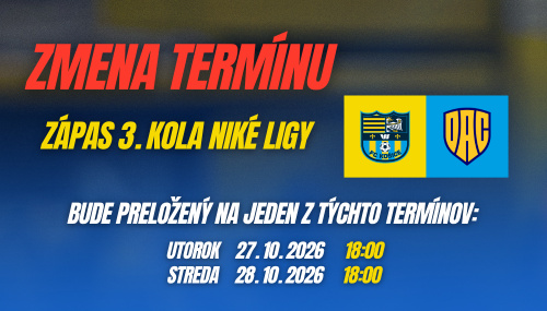 Zmeny v programe 3. kola Niké ligy, zápas proti DAC preložený